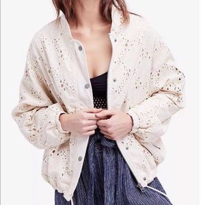 Free People | White bomber jacket
